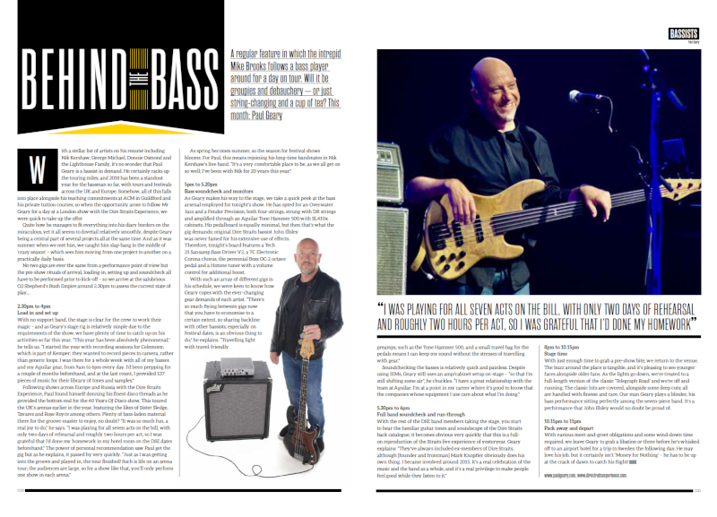 Bassists Magazine “Behind the Bass” column – Paul Geary