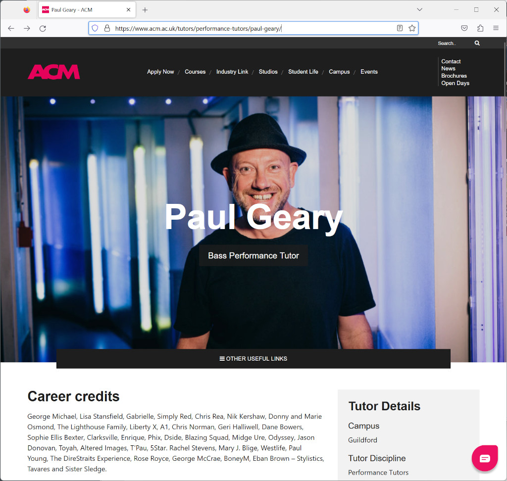 ACM Bass Performance Tutor - Paul Geary 